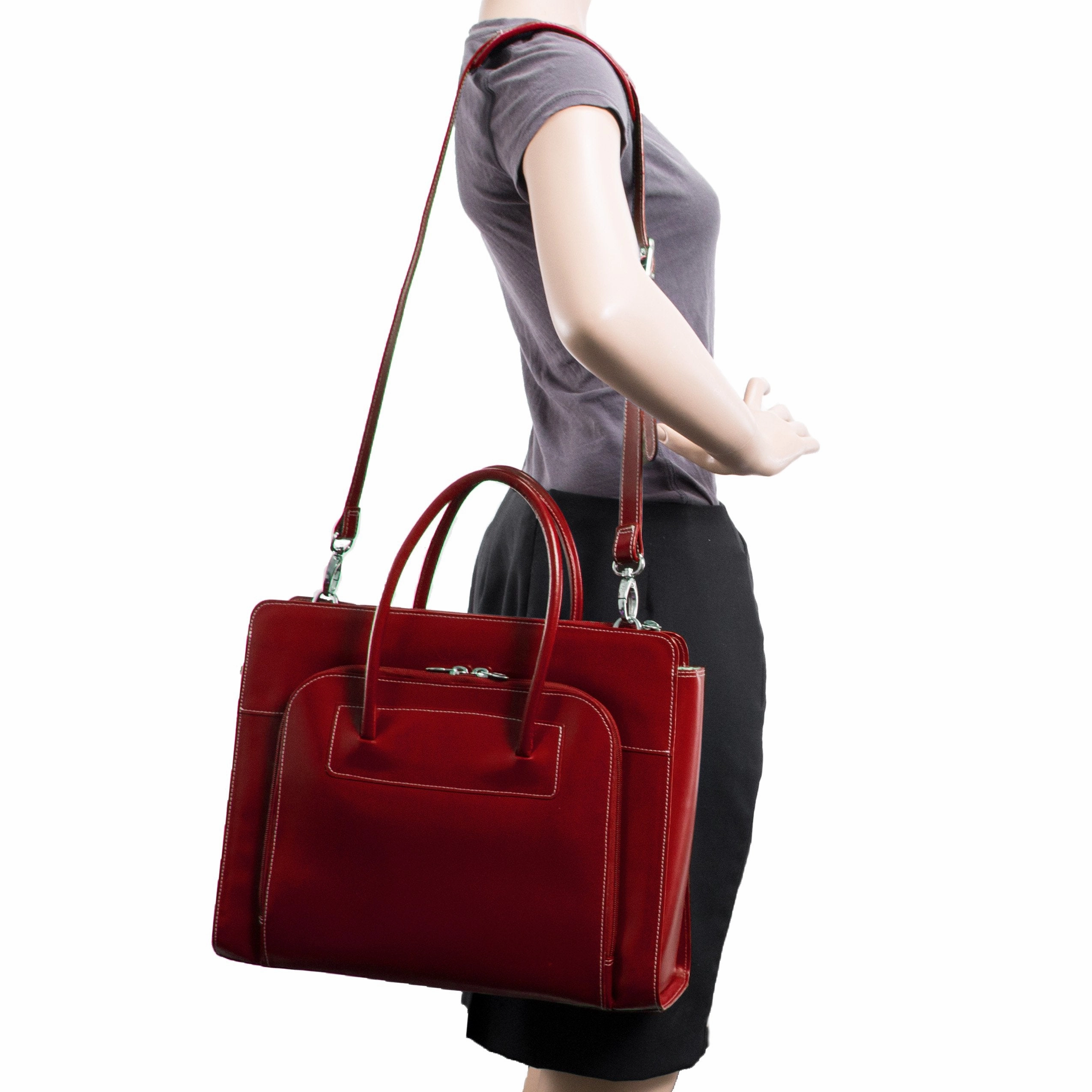 McKlein USA Lake Forest 15.4" Leather Ladies' Laptop Briefcase w/ Removable Sleeve