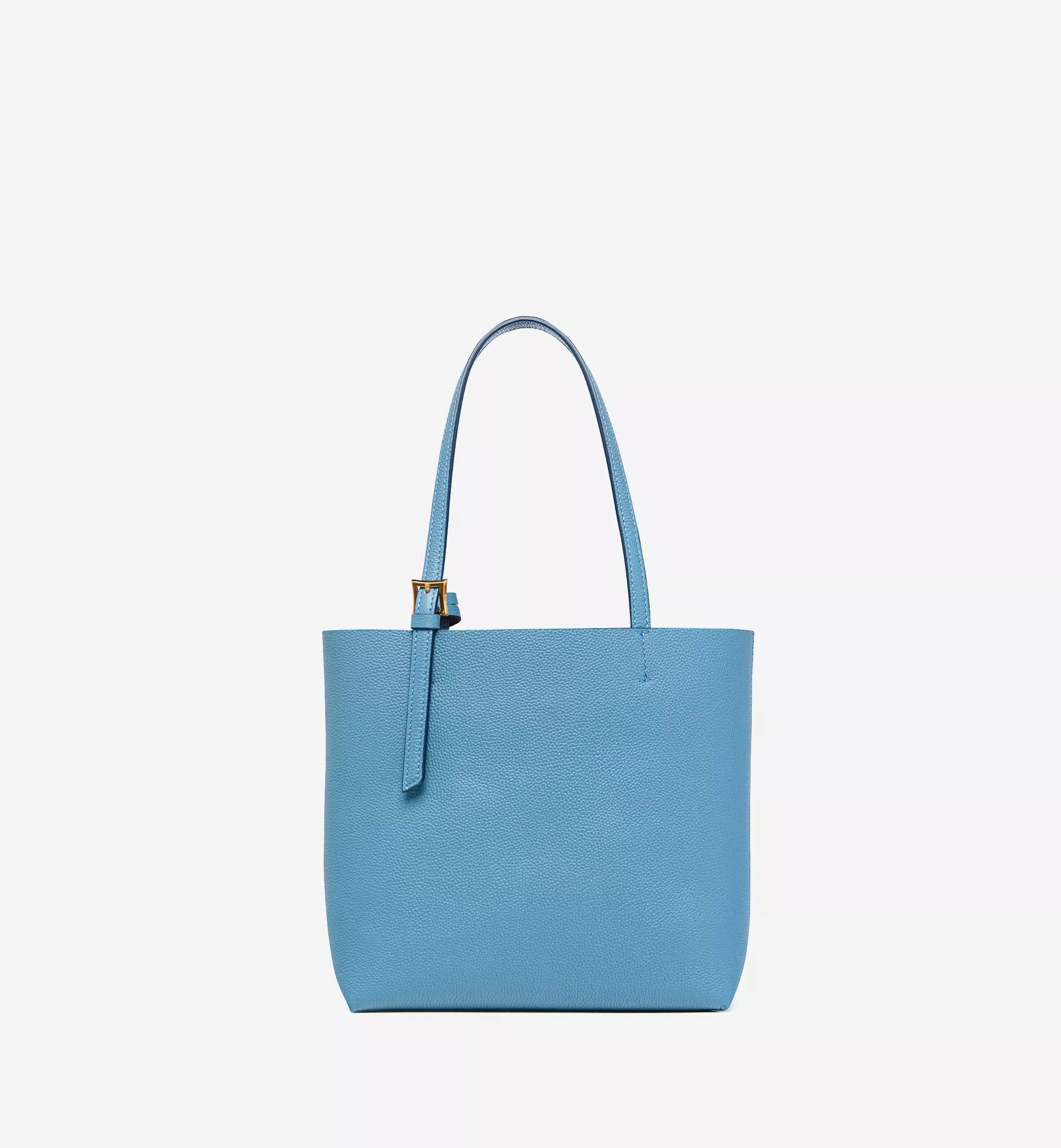 MCM Himmel Ladies Shopper in Embossed Logo Leather, Blue Heaven, Mini