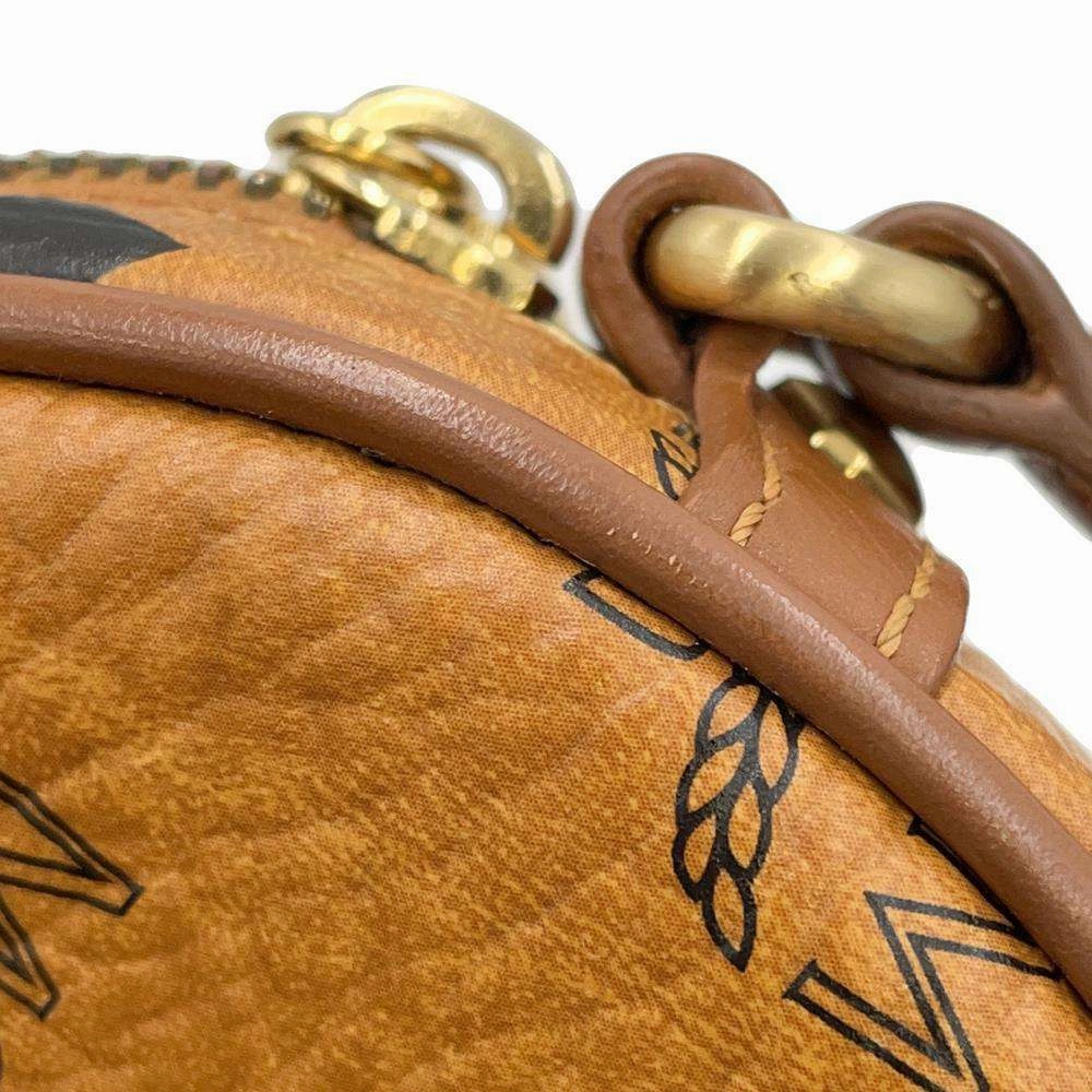 MCM Round Shoulder Bag Brown Leather