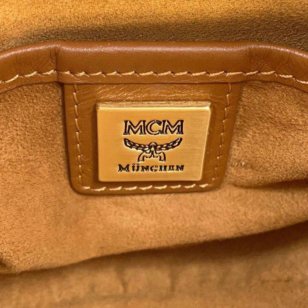 MCM Round Shoulder Bag Brown Leather