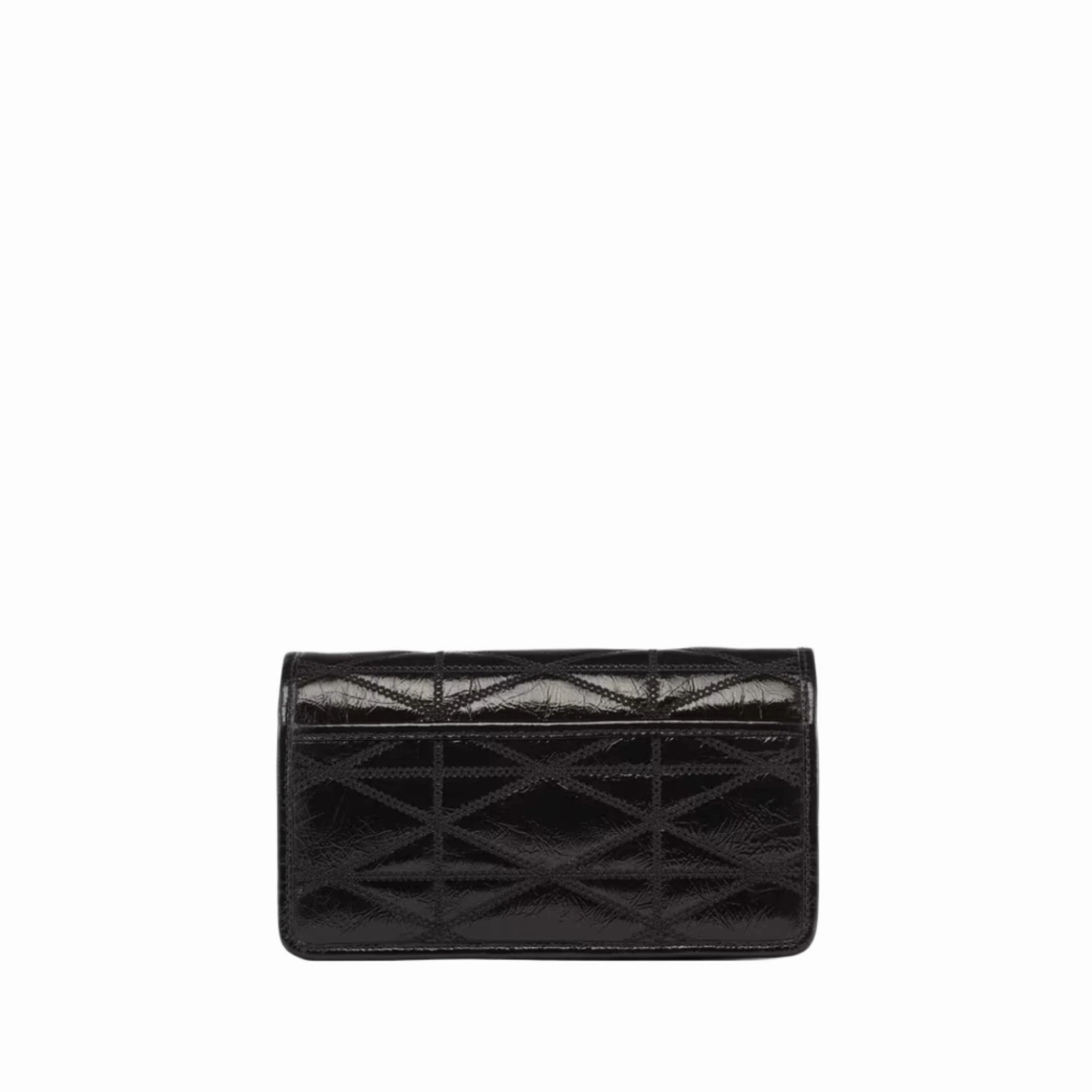 MCM Travia Quilted Chain Wallet in Crushed Leather