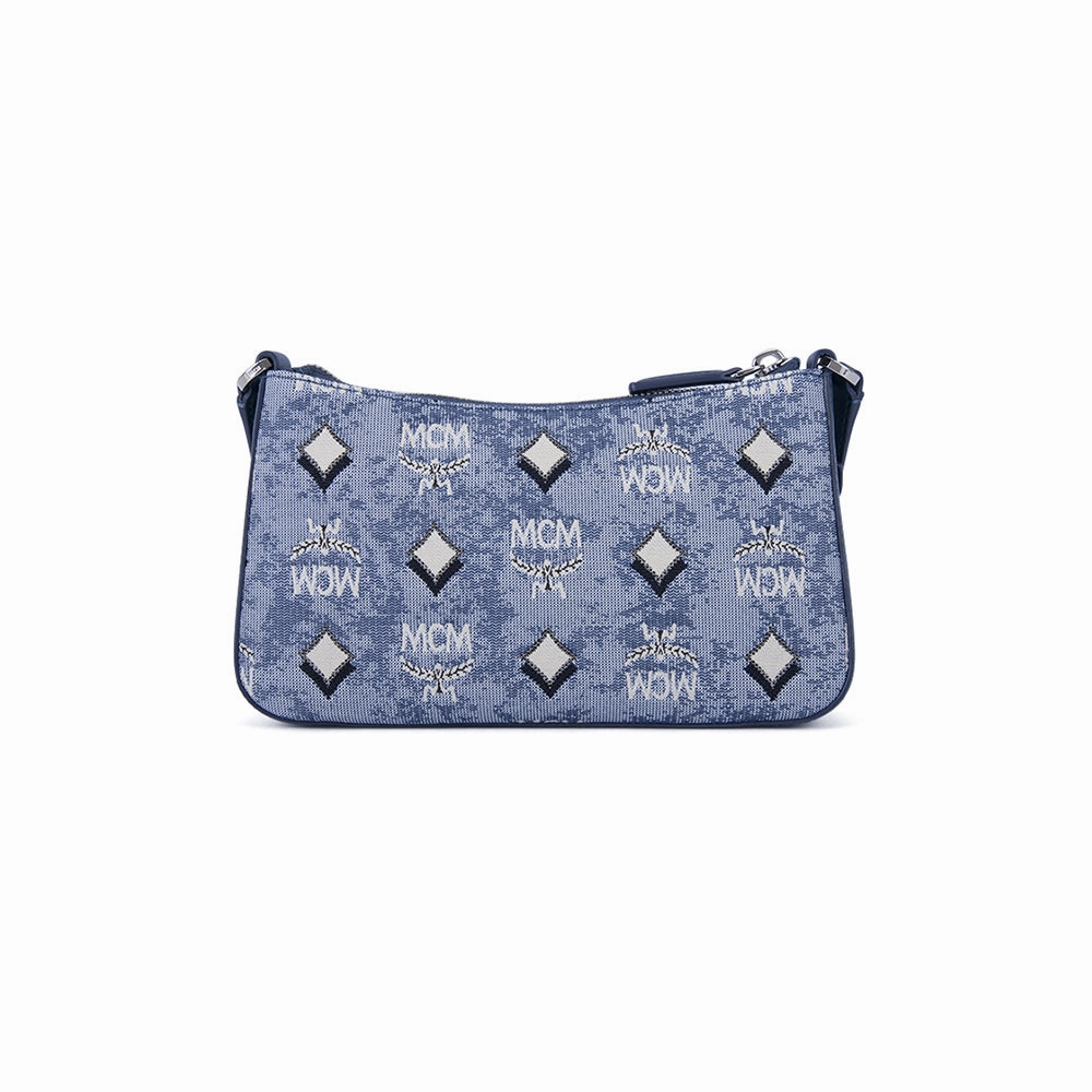 MCM Vintage Monogram Jacquard Shoulder Mini Bag in Blue