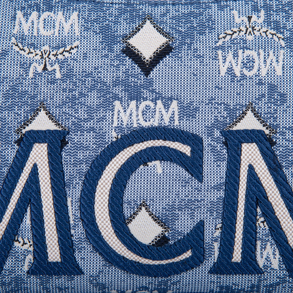 MCM Vintage Monogram Jacquard Shoulder Mini Bag in Blue
