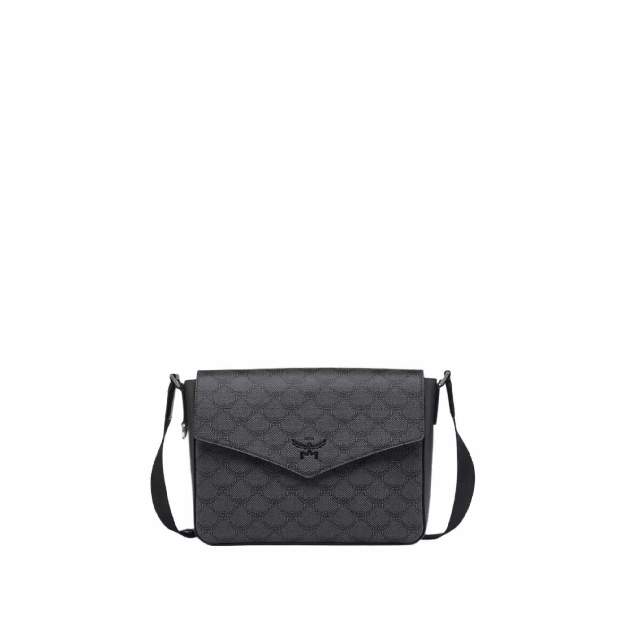MCM Women's Lauretos Monogram Messenger Bag with Natural Nappa Leather Trim