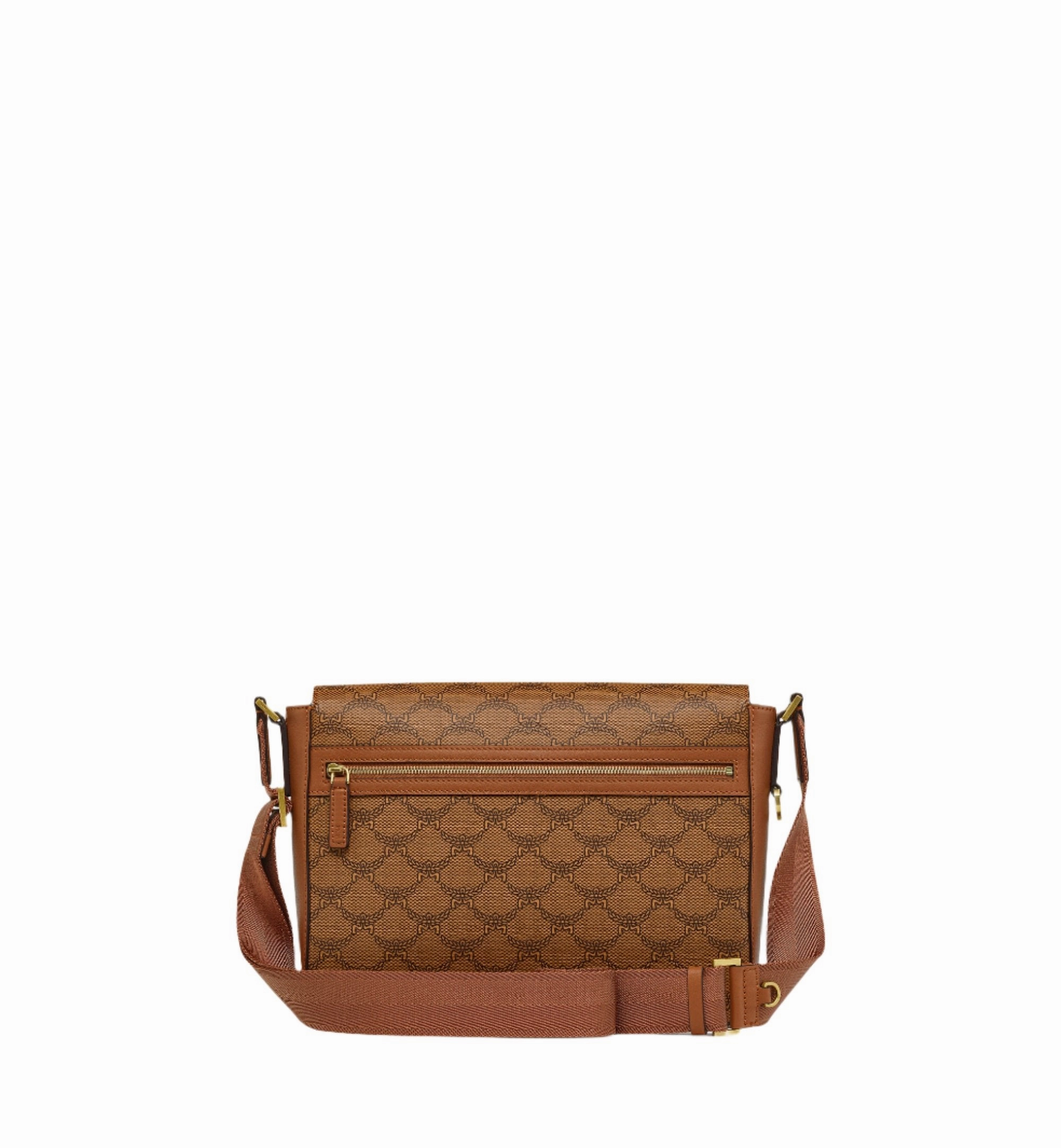 MCM Women's Lauretos Monogram Messenger Bag with Natural Nappa Leather Trim