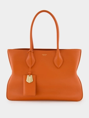 Medium Orange Leather Tote Bag