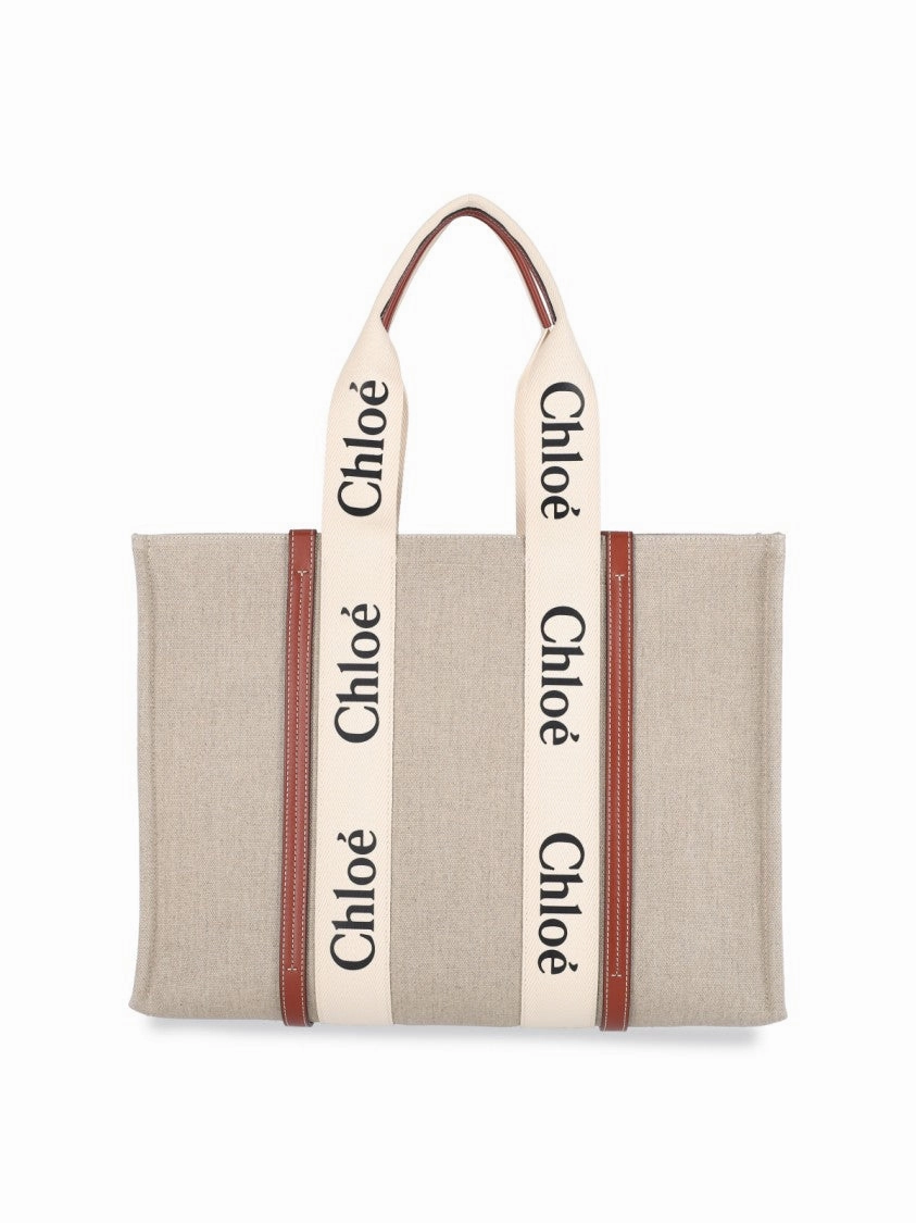 Medium "Woody" Tote Bag  Beige
