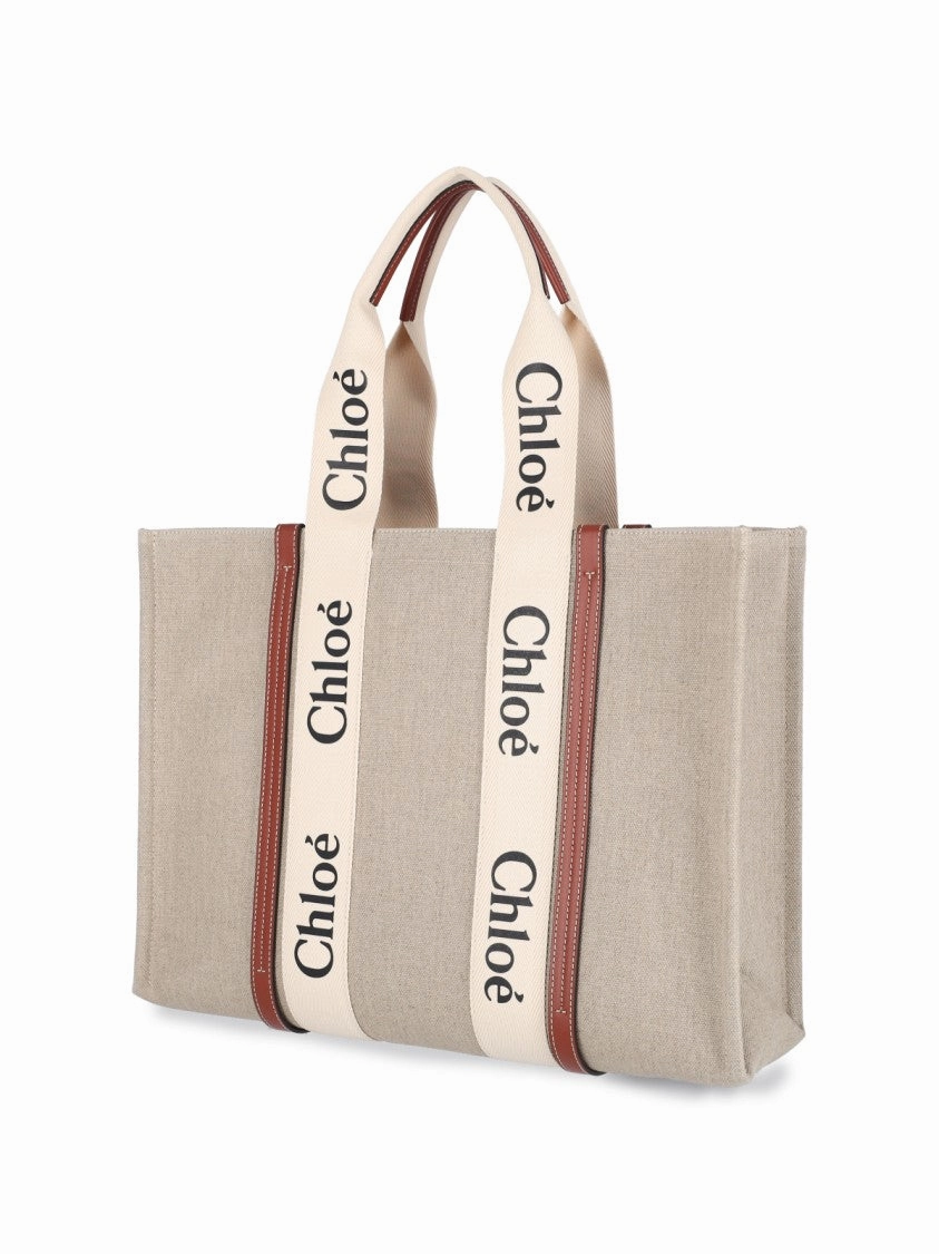 Medium "Woody" Tote Bag  Beige