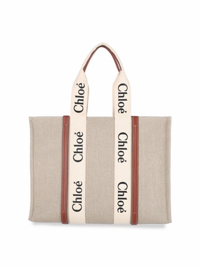 Medium "Woody" Tote Bag  Beige
