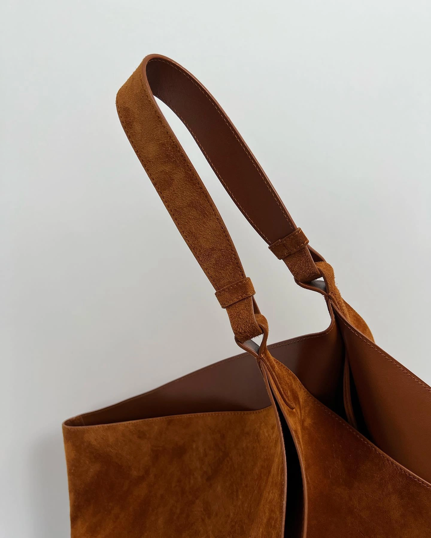 Medium Suede Leather Bucket Bag, Tote Bag