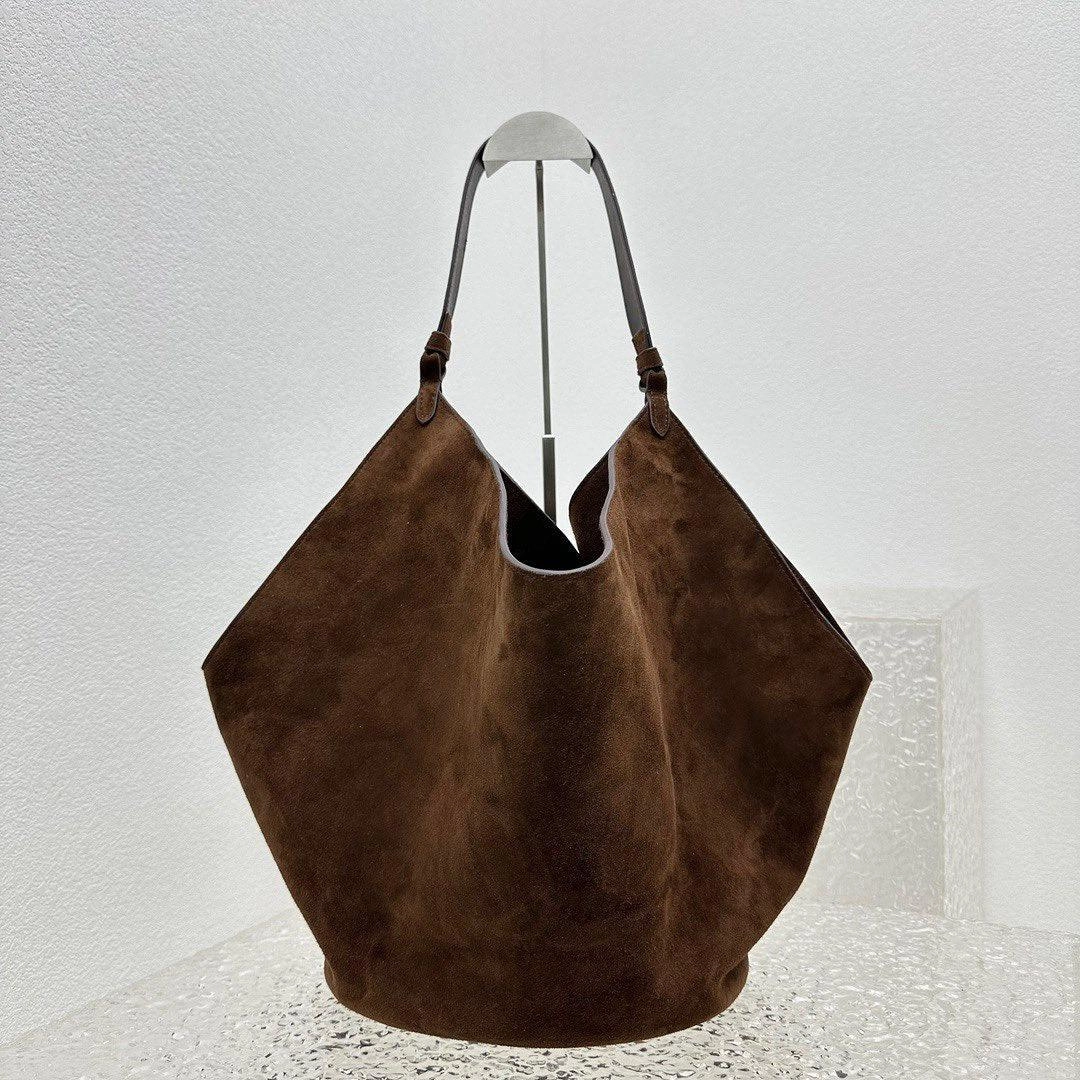 Medium Suede Leather Bucket Bag, Tote Bag