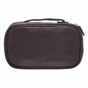 Medium Zippered Toiletry Bag, 10" x 5.5" x 3", Brown