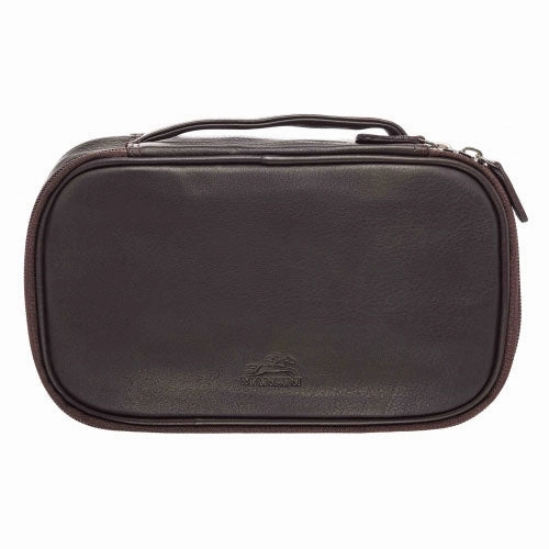 Medium Zippered Toiletry Bag, 10" x 5.5" x 3", Brown