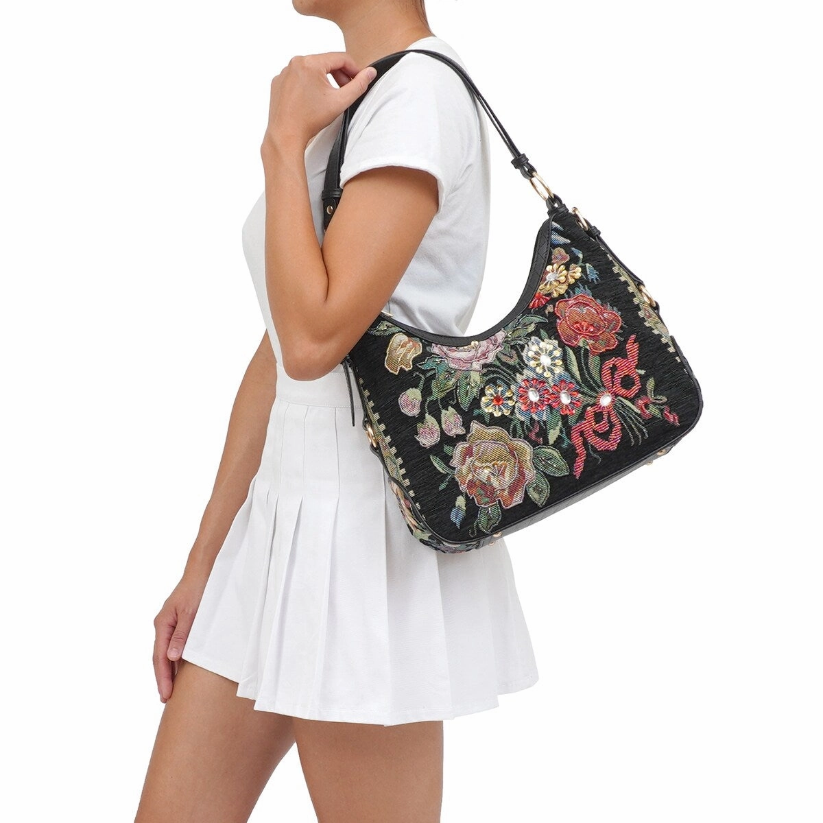 Mellow World Flower Shop Hand Beaded Convertible Shoulder Bag