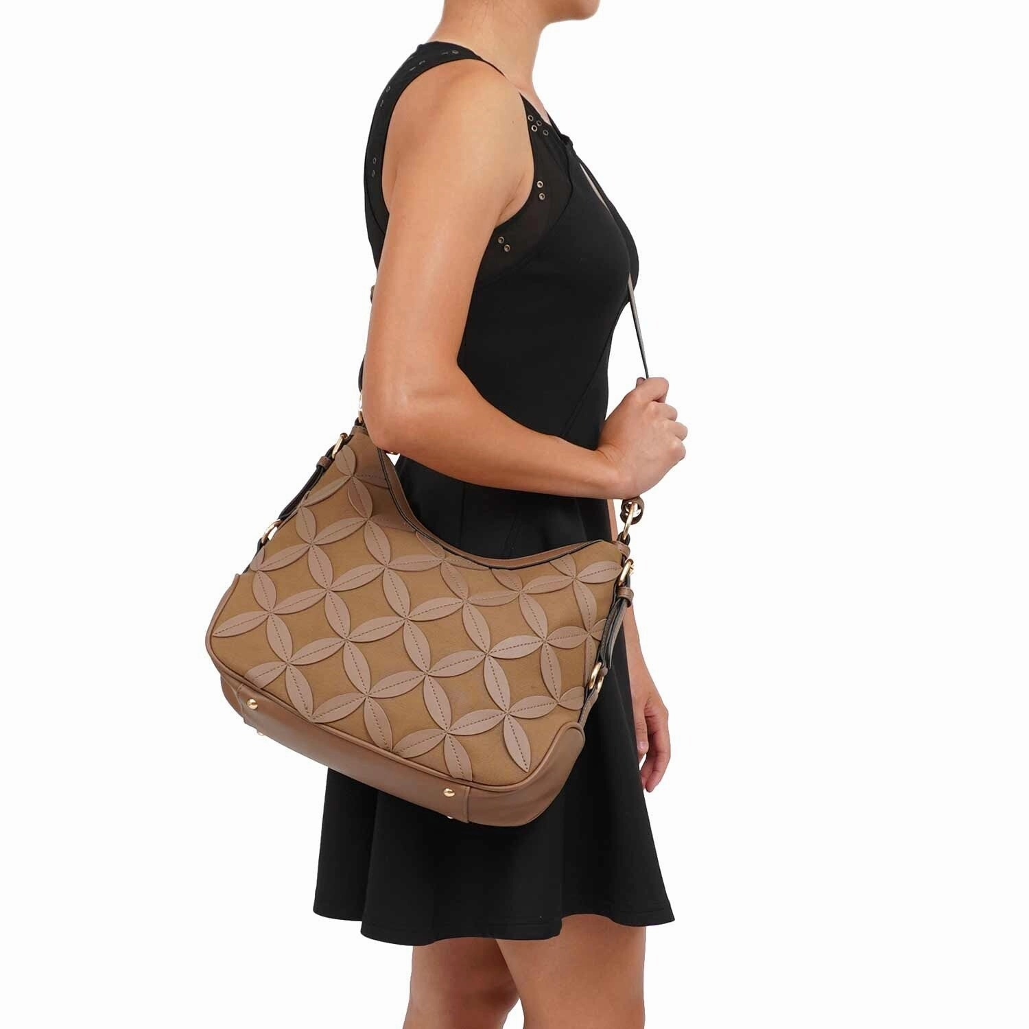 Mellow World Iga Rococo Style Leaf Pattern Hobo Bag with Adjustable Shoulder Strap