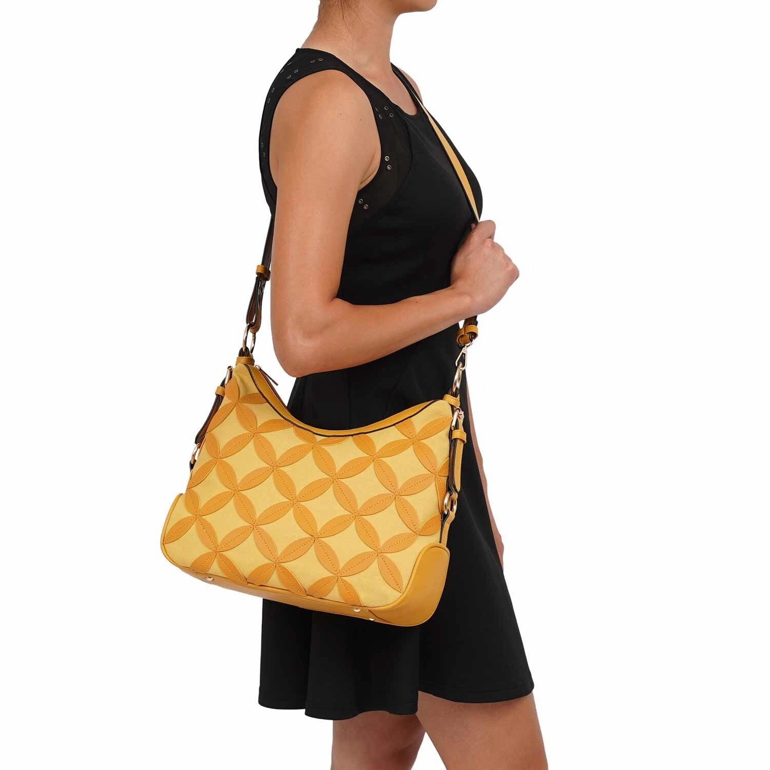 Mellow World Iga Rococo Style Leaf Pattern Hobo Bag with Adjustable Shoulder Strap