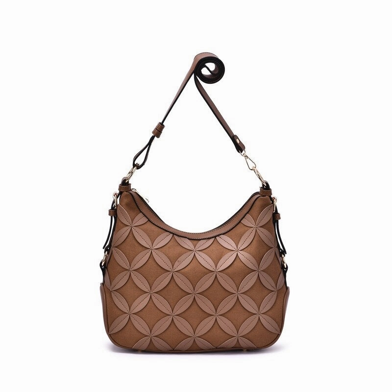 Mellow World Iga Rococo Style Leaf Pattern Hobo Bag with Adjustable Shoulder Strap