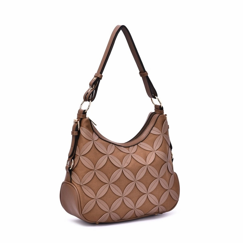 Mellow World Iga Rococo Style Leaf Pattern Hobo Bag with Adjustable Shoulder Strap