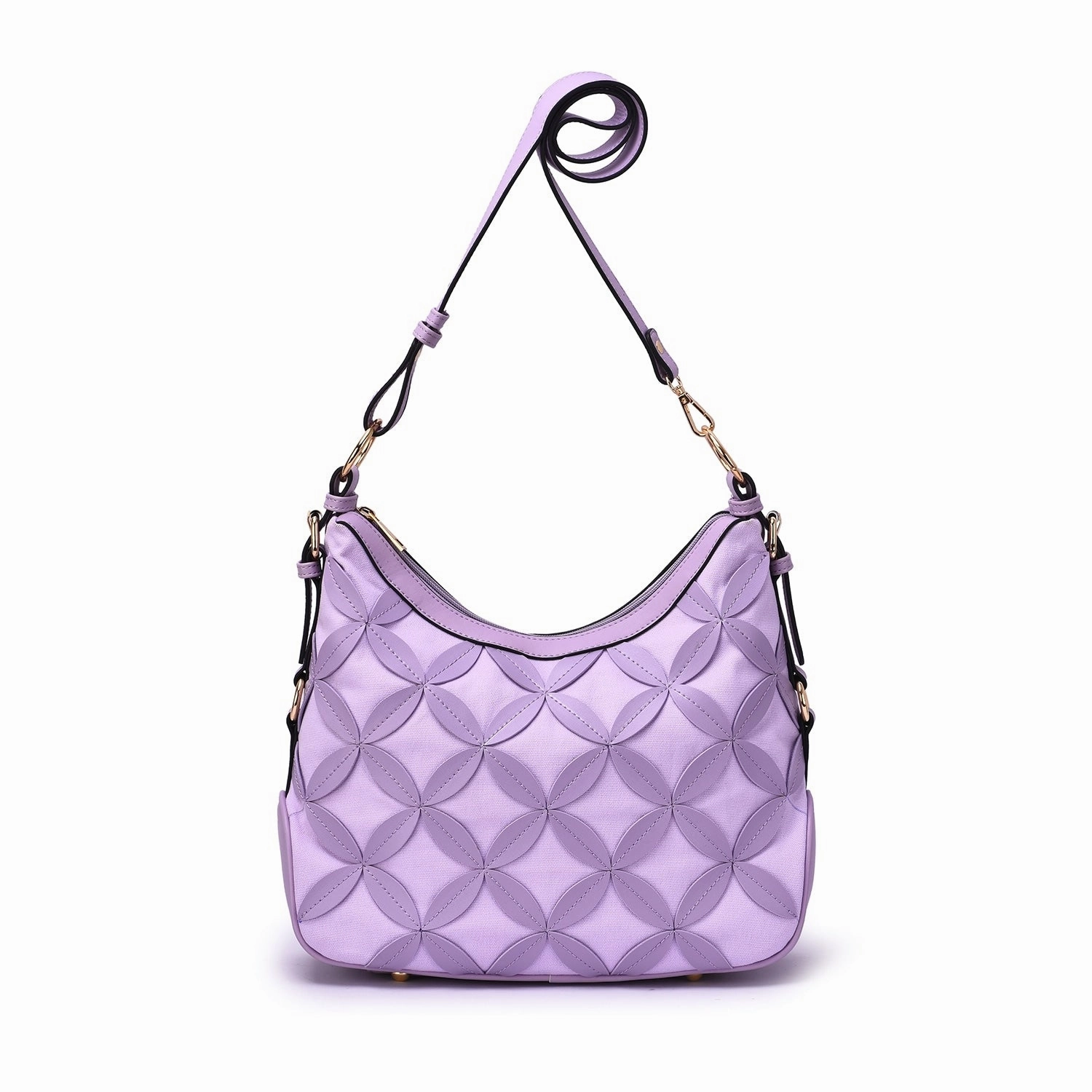 Mellow World Iga Rococo Style Leaf Pattern Hobo Bag with Adjustable Shoulder Strap