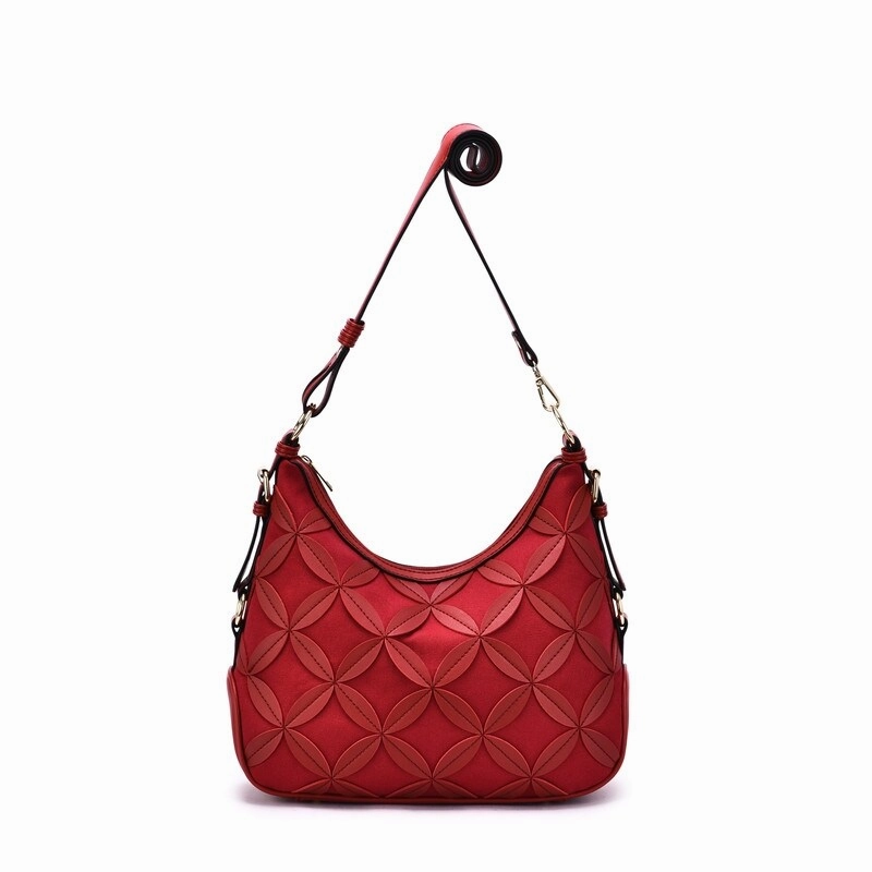 Mellow World Iga Rococo Style Leaf Pattern Hobo Bag with Adjustable Shoulder Strap