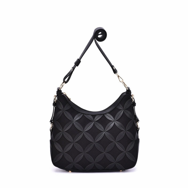 Mellow World Iga Rococo Style Leaf Pattern Hobo Bag with Adjustable Shoulder Strap