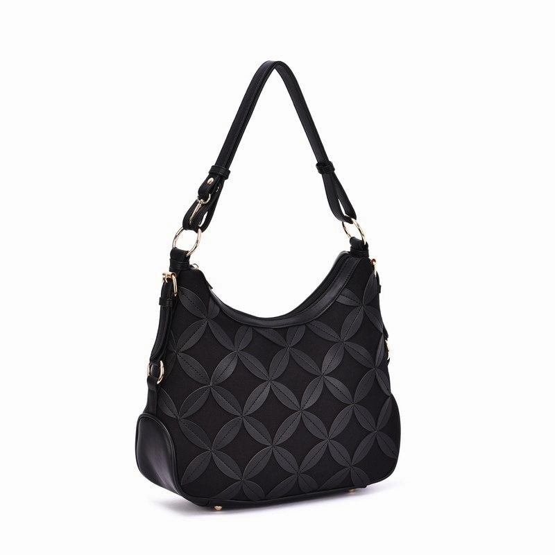 Mellow World Iga Rococo Style Leaf Pattern Hobo Bag with Adjustable Shoulder Strap