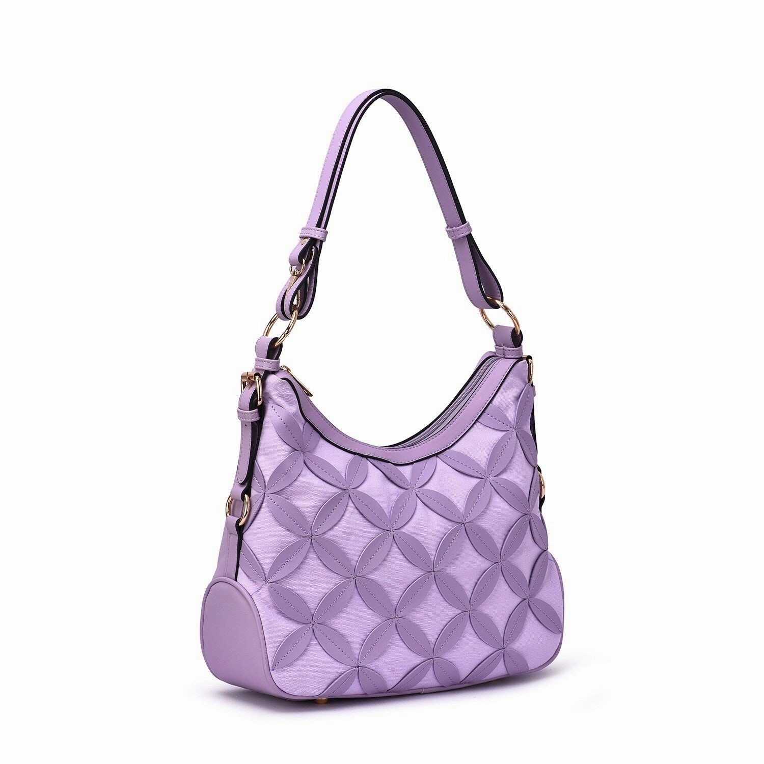 Mellow World Iga Rococo Style Leaf Pattern Hobo Bag with Adjustable Shoulder Strap