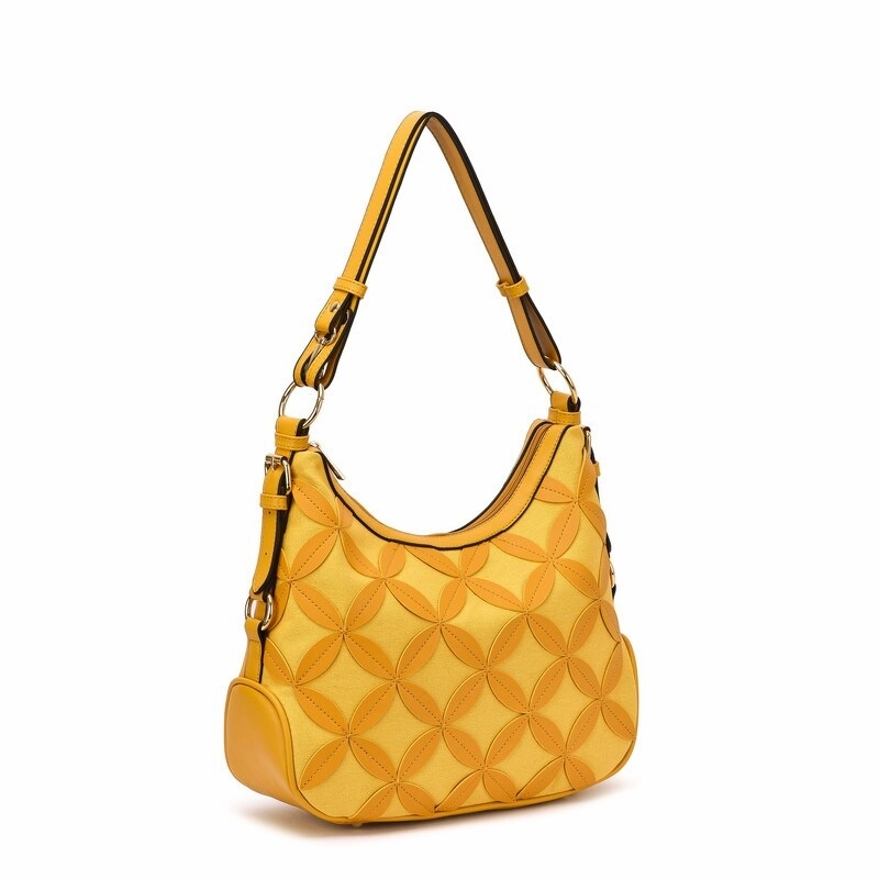 Mellow World Iga Rococo Style Leaf Pattern Hobo Bag with Adjustable Shoulder Strap