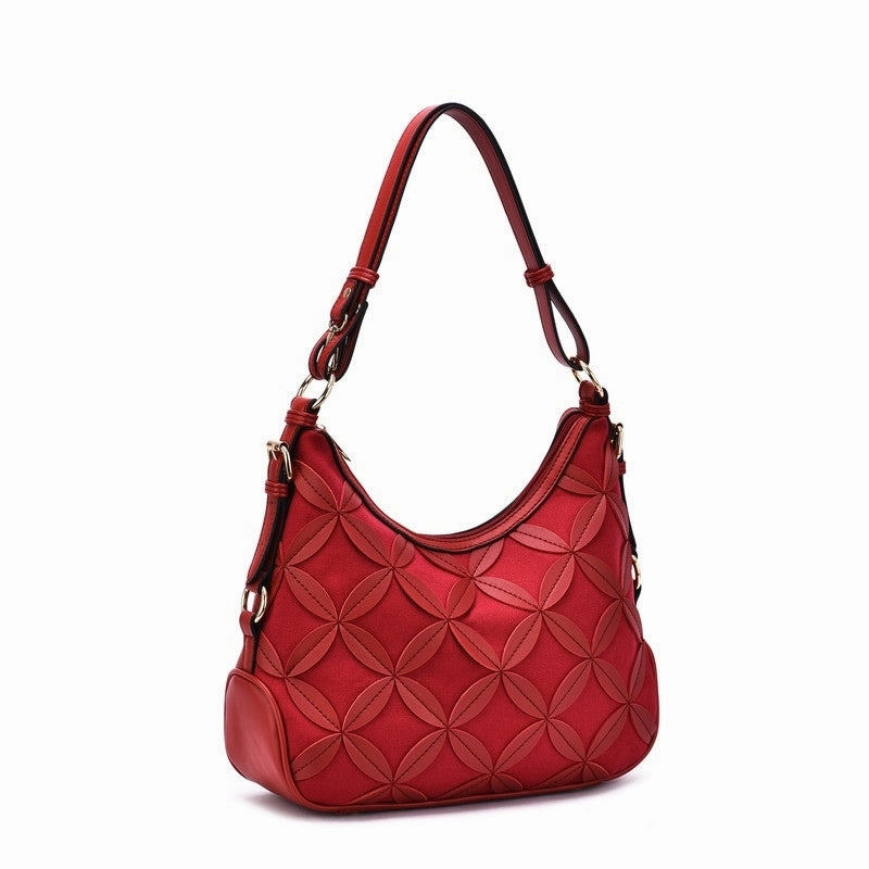 Mellow World Iga Rococo Style Leaf Pattern Hobo Bag with Adjustable Shoulder Strap