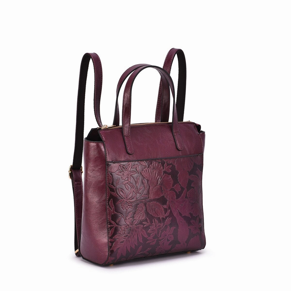Mellow World Shia 3D Embossed Floral Convertible Shoulder Bag/Backpack