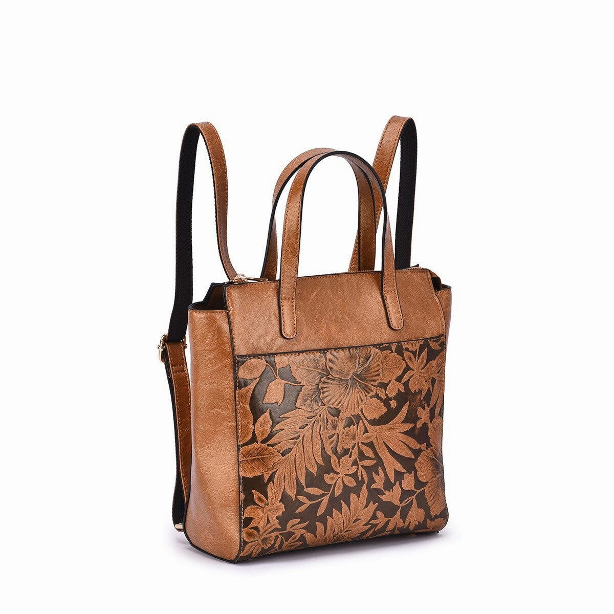 Mellow World Shia 3D Embossed Floral Convertible Shoulder Bag/Backpack