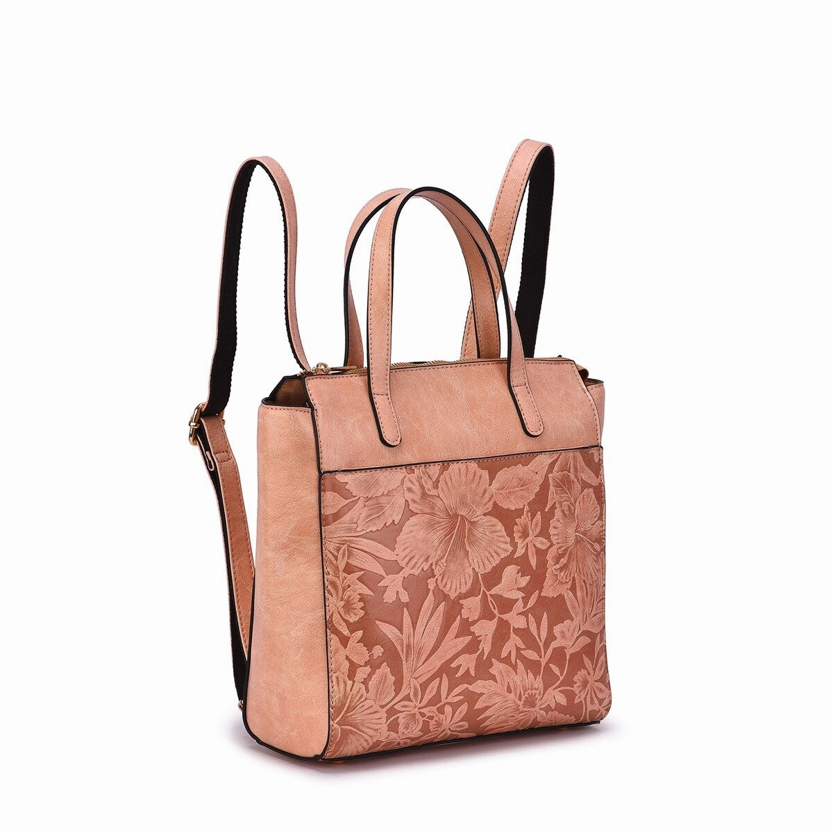 Mellow World Shia 3D Embossed Floral Convertible Shoulder Bag/Backpack