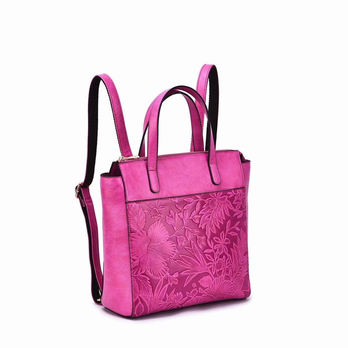 Mellow World Shia 3D Embossed Floral Convertible Shoulder Bag/Backpack