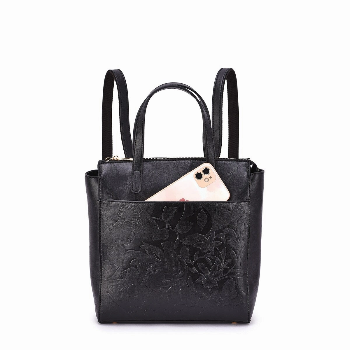Mellow World Shia 3D Embossed Floral Convertible Shoulder Bag/Backpack