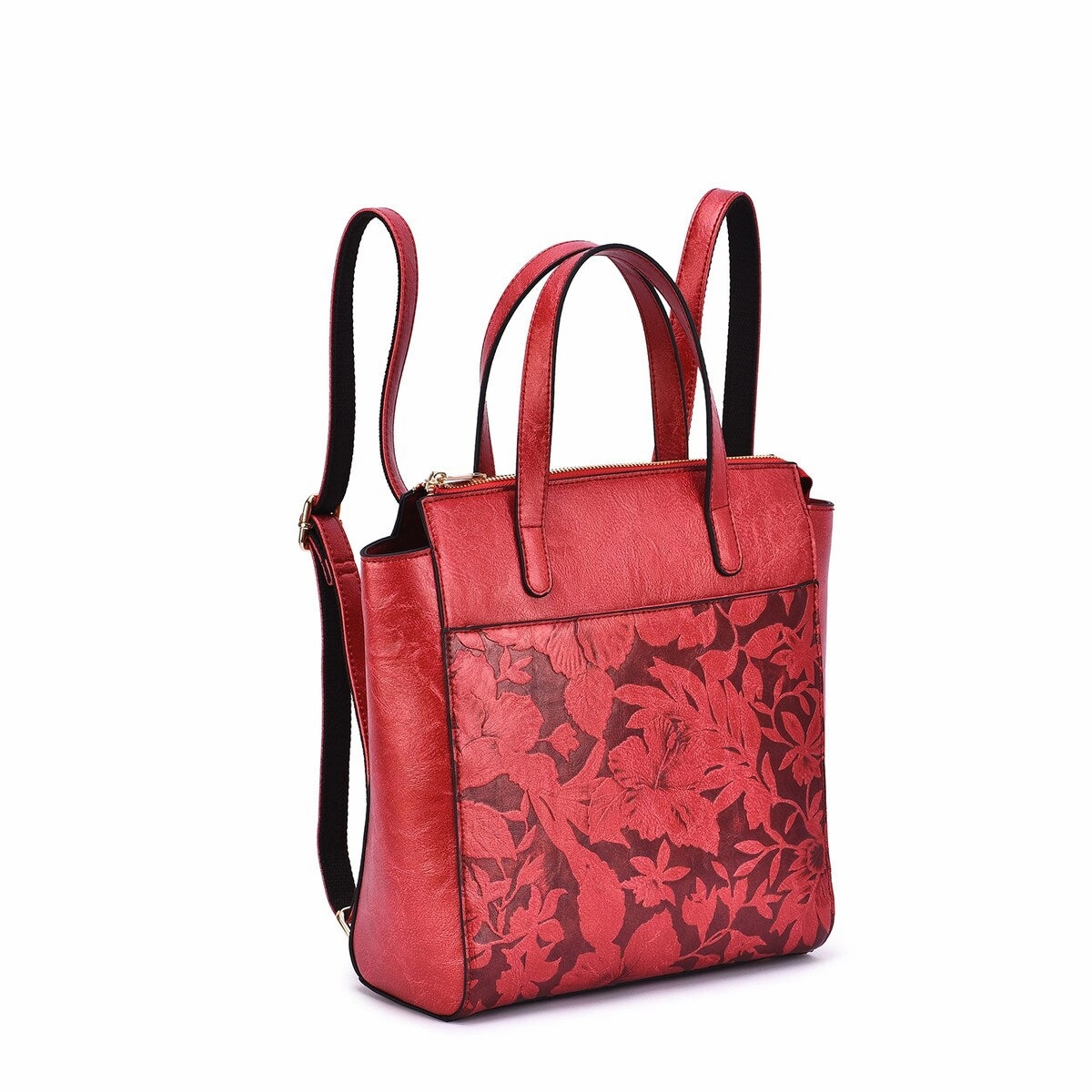 Mellow World Shia 3D Embossed Floral Convertible Shoulder Bag/Backpack