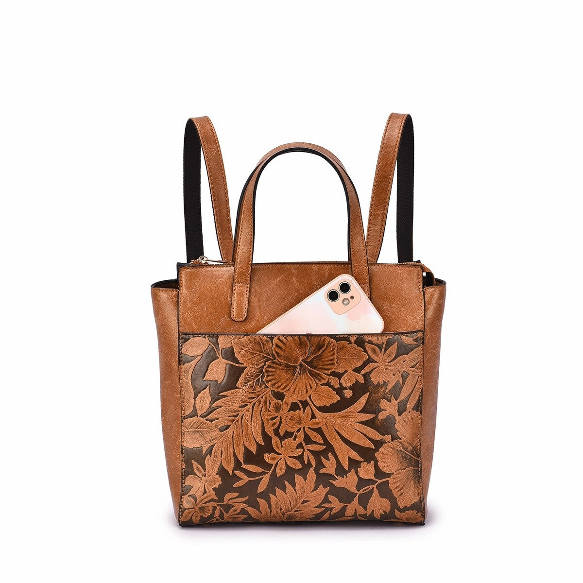 Mellow World Shia 3D Embossed Floral Convertible Shoulder Bag/Backpack