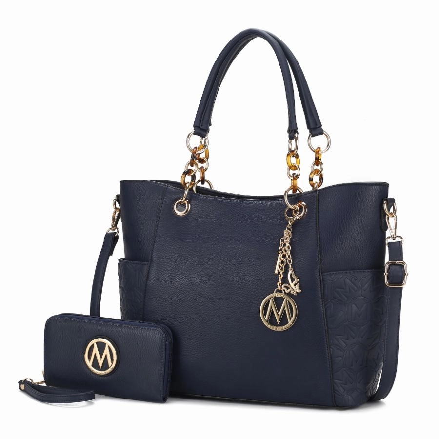 Merlina Embossed pockets Vegan Leather Womens Tote Bag with Wallet ?2 pieces