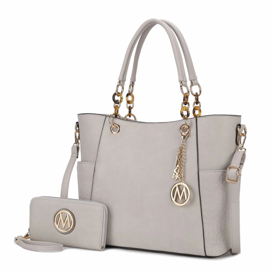 Merlina Embossed pockets Vegan Leather Womens Tote Bag with Wallet ?2 pieces