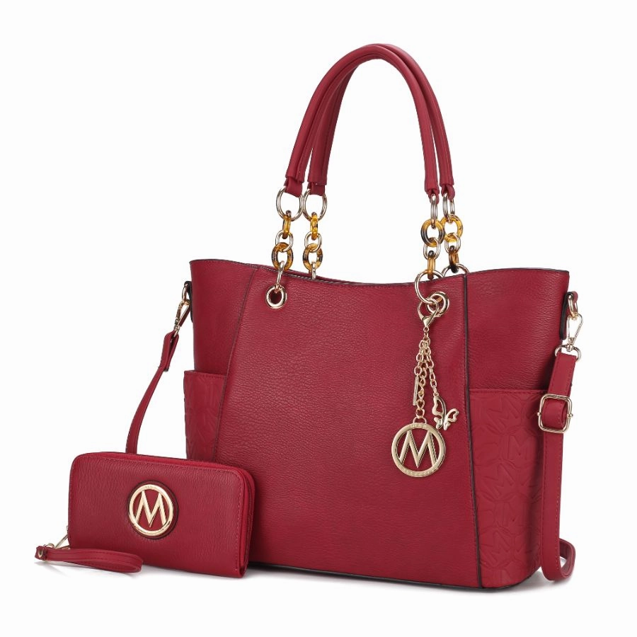 Merlina Embossed pockets Vegan Leather Womens Tote Bag with Wallet ?2 pieces