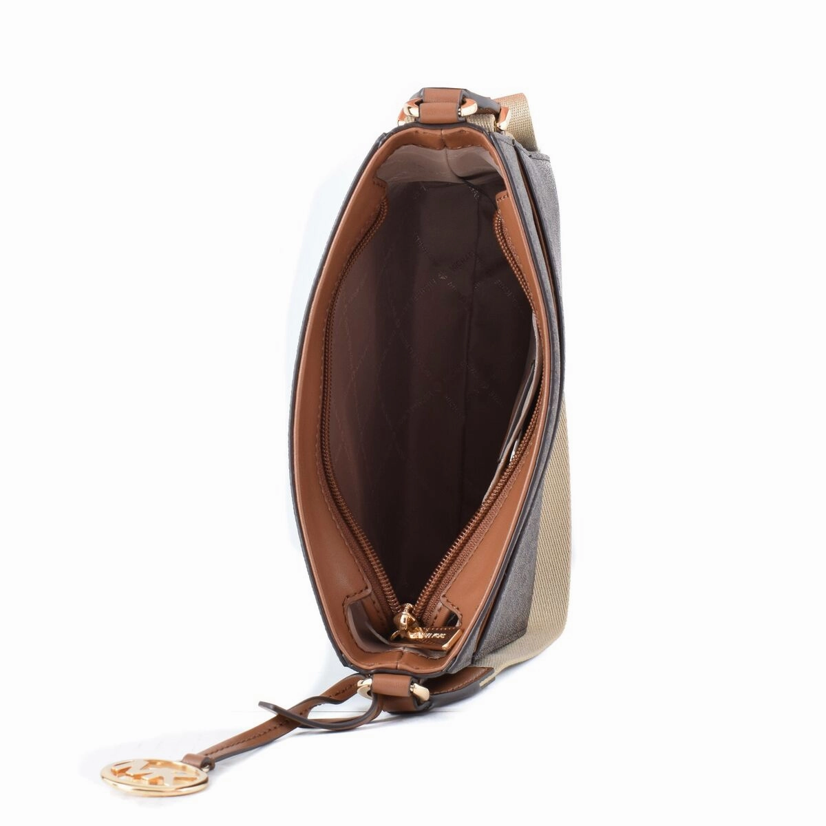 Michael Kors Logo Canvas Crossbody Shoulder Bag Brown