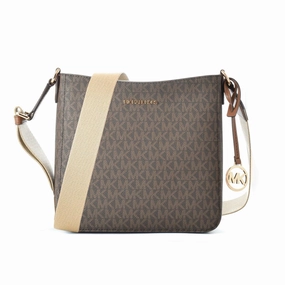 Michael Kors Logo Canvas Crossbody Shoulder Bag Brown