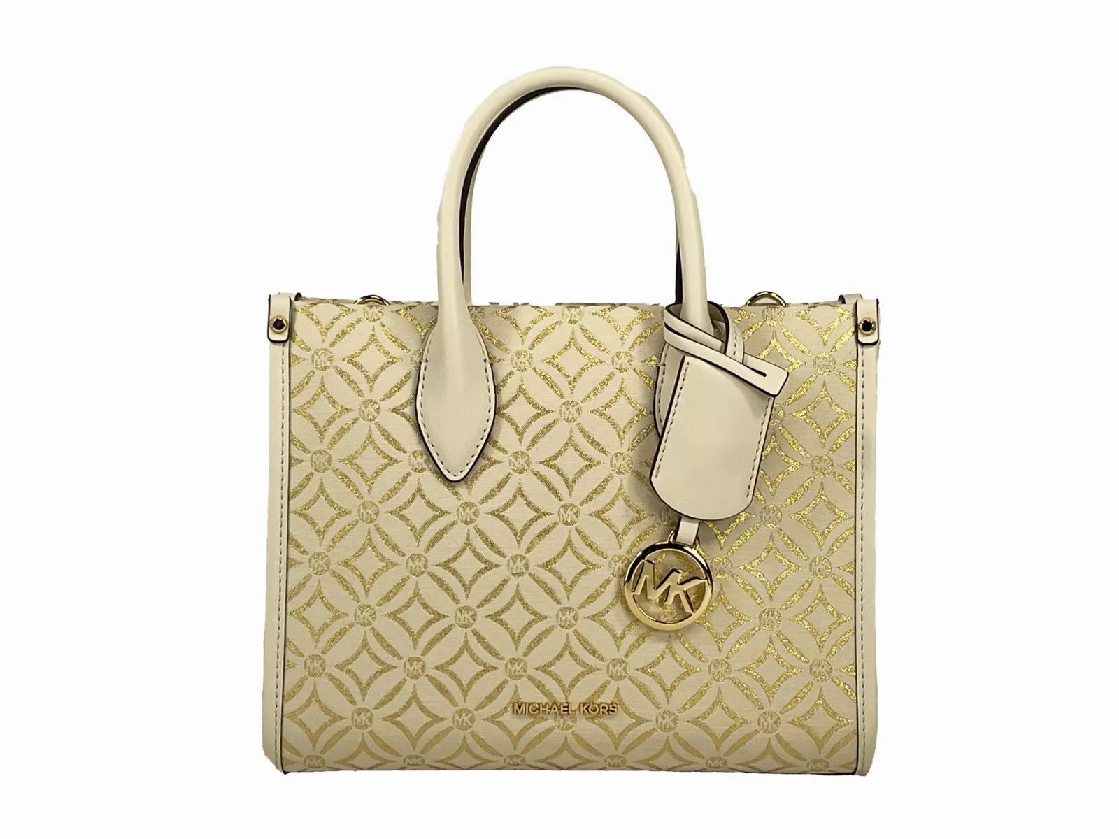 Michael Kors Mirella Small Top Zip Crossbody Tote Bag Creme