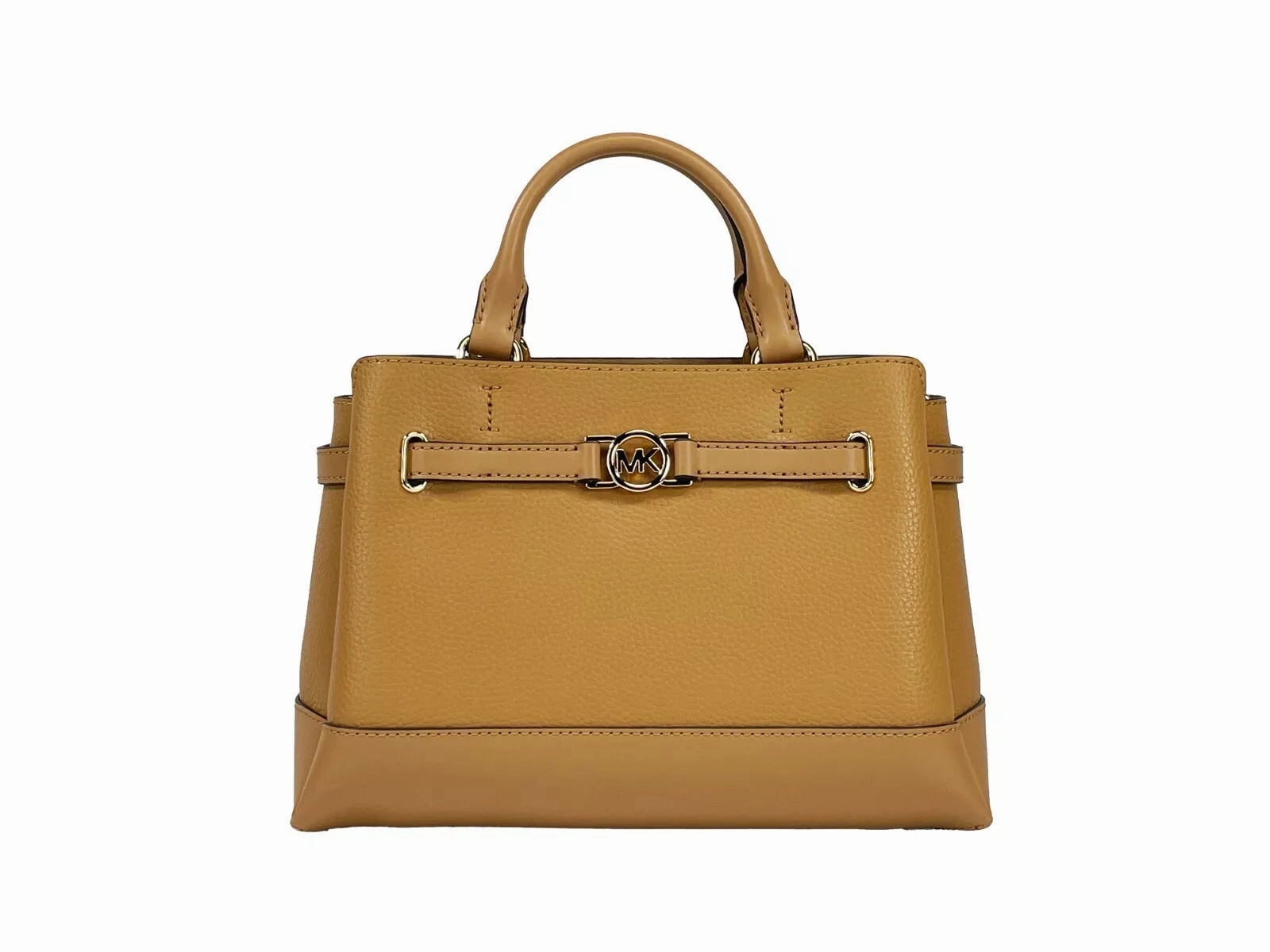 Michael Kors Reed Small Leather Belted Satchel Crossbody Bag Brown