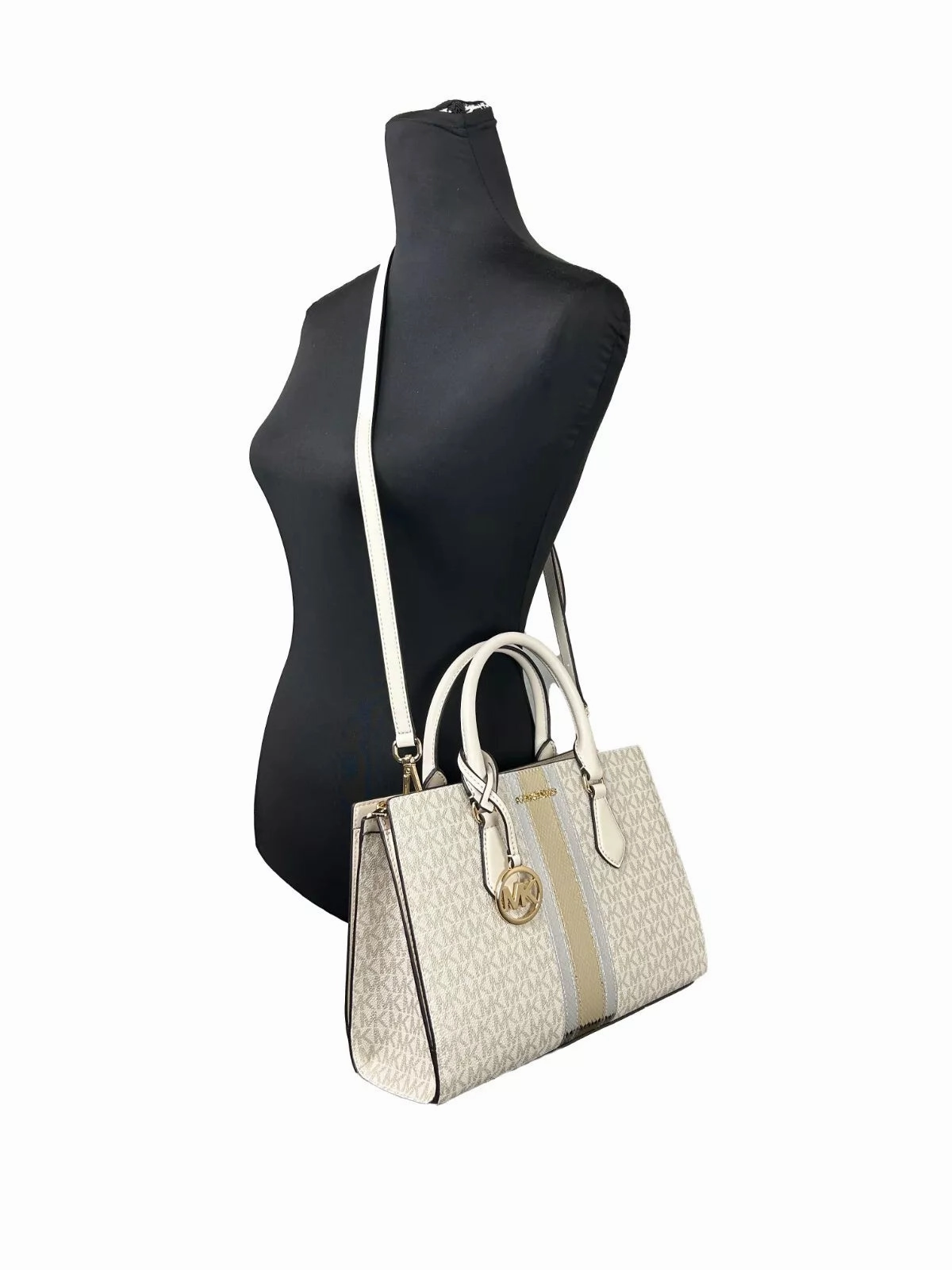 Michael Kors Sheila Medium Crossbody Satchel Purse Bag Pale Women's gold