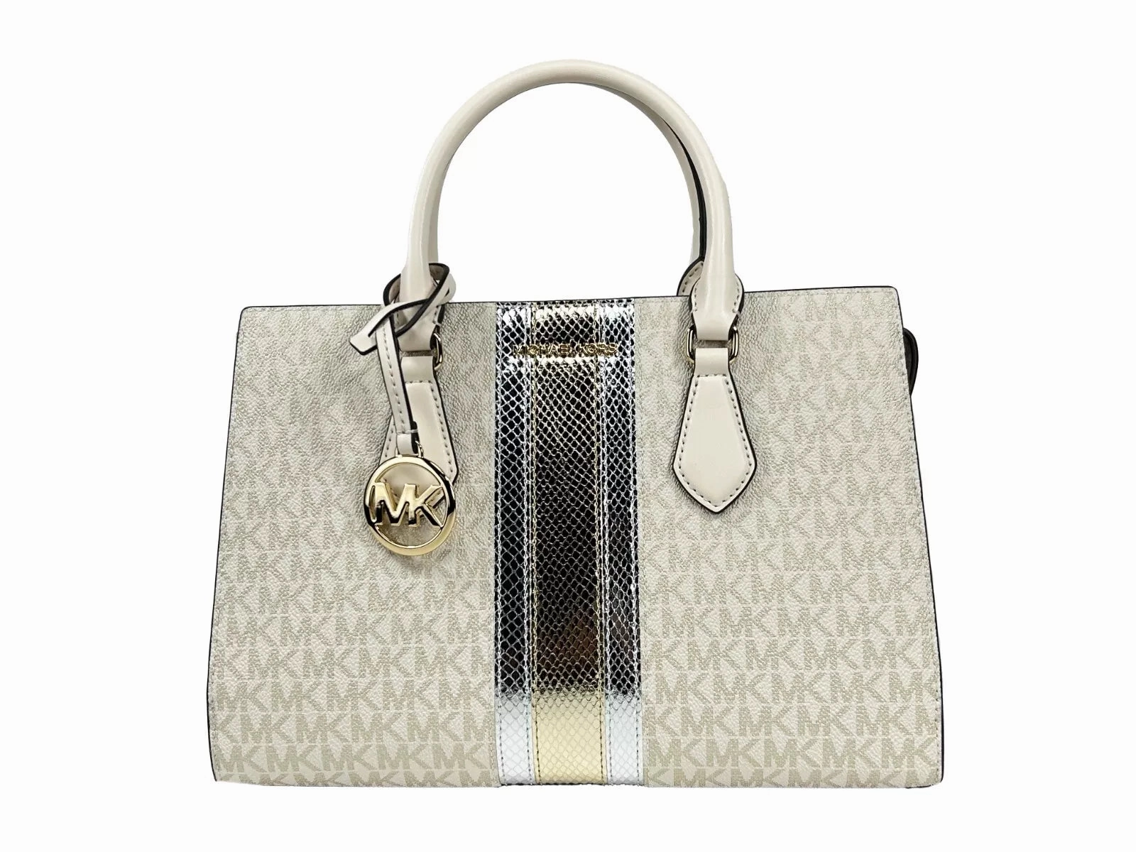 Michael Kors Sheila Medium Crossbody Satchel Purse Bag Pale Women's gold