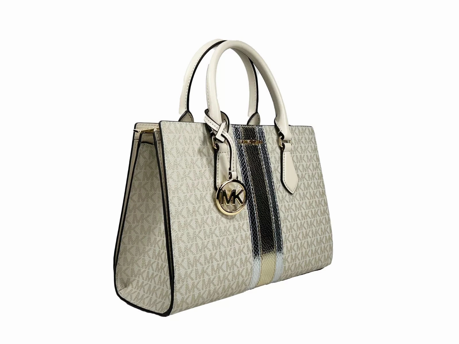 Michael Kors Sheila Medium Crossbody Satchel Purse Bag Pale Women's gold