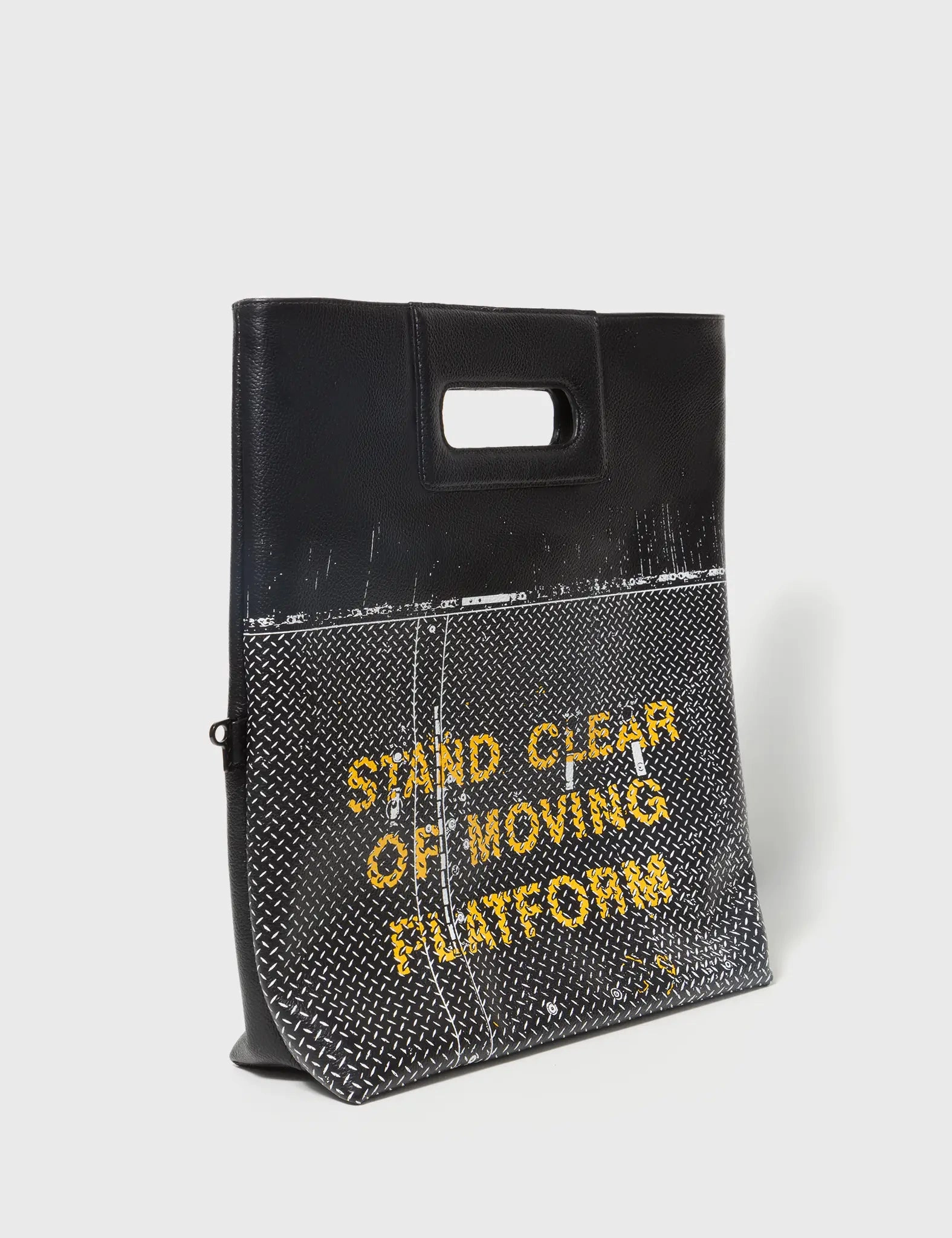 Milo Convertible Crossbody Bag - Black Leather Metal Platform Print