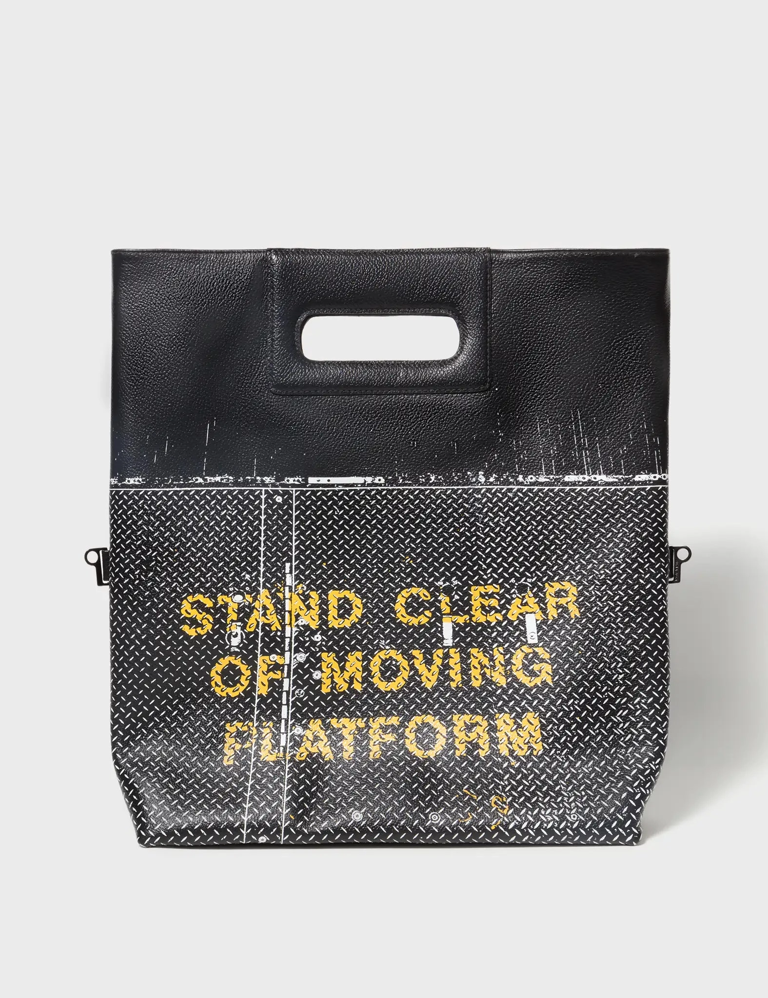 Milo Convertible Crossbody Bag - Black Leather Metal Platform Print
