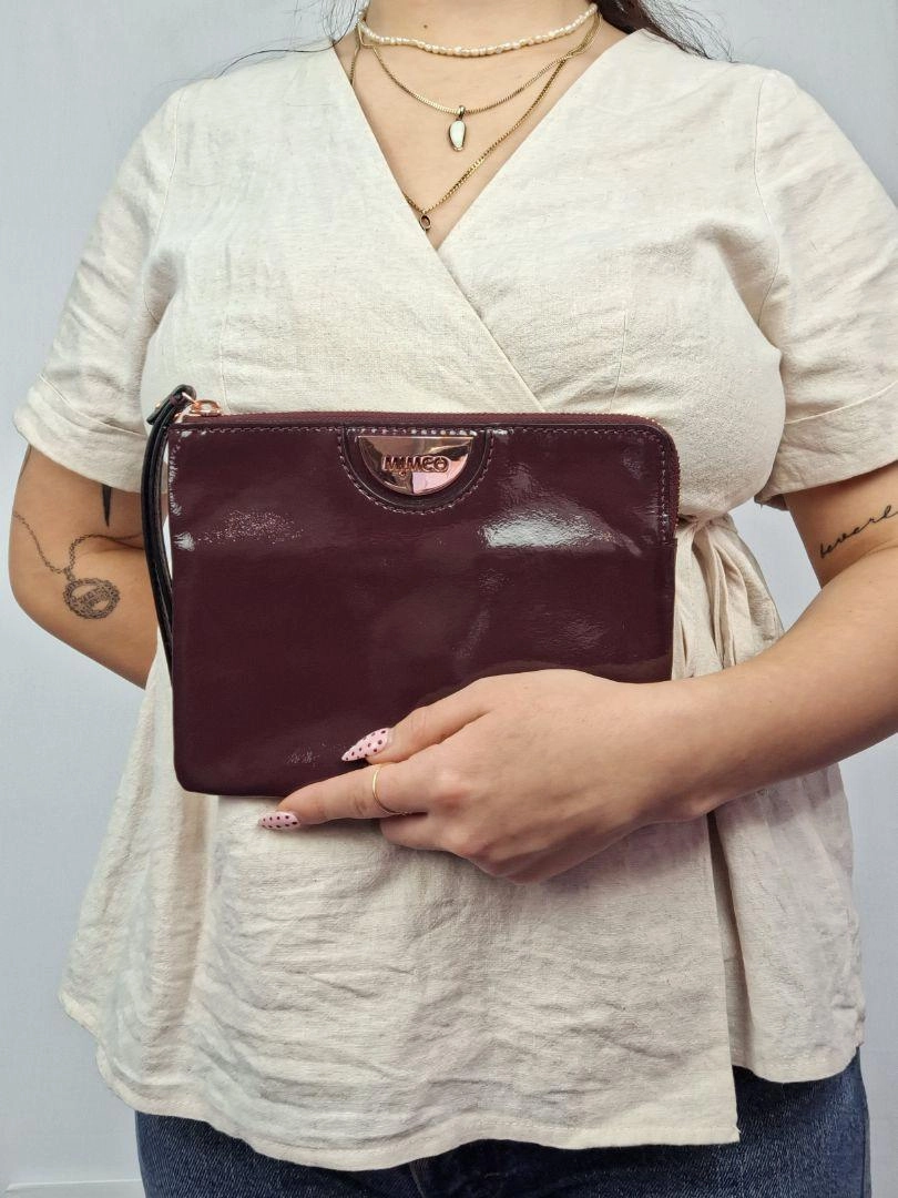 Mimco Burgundy Patent Leather Wristlet