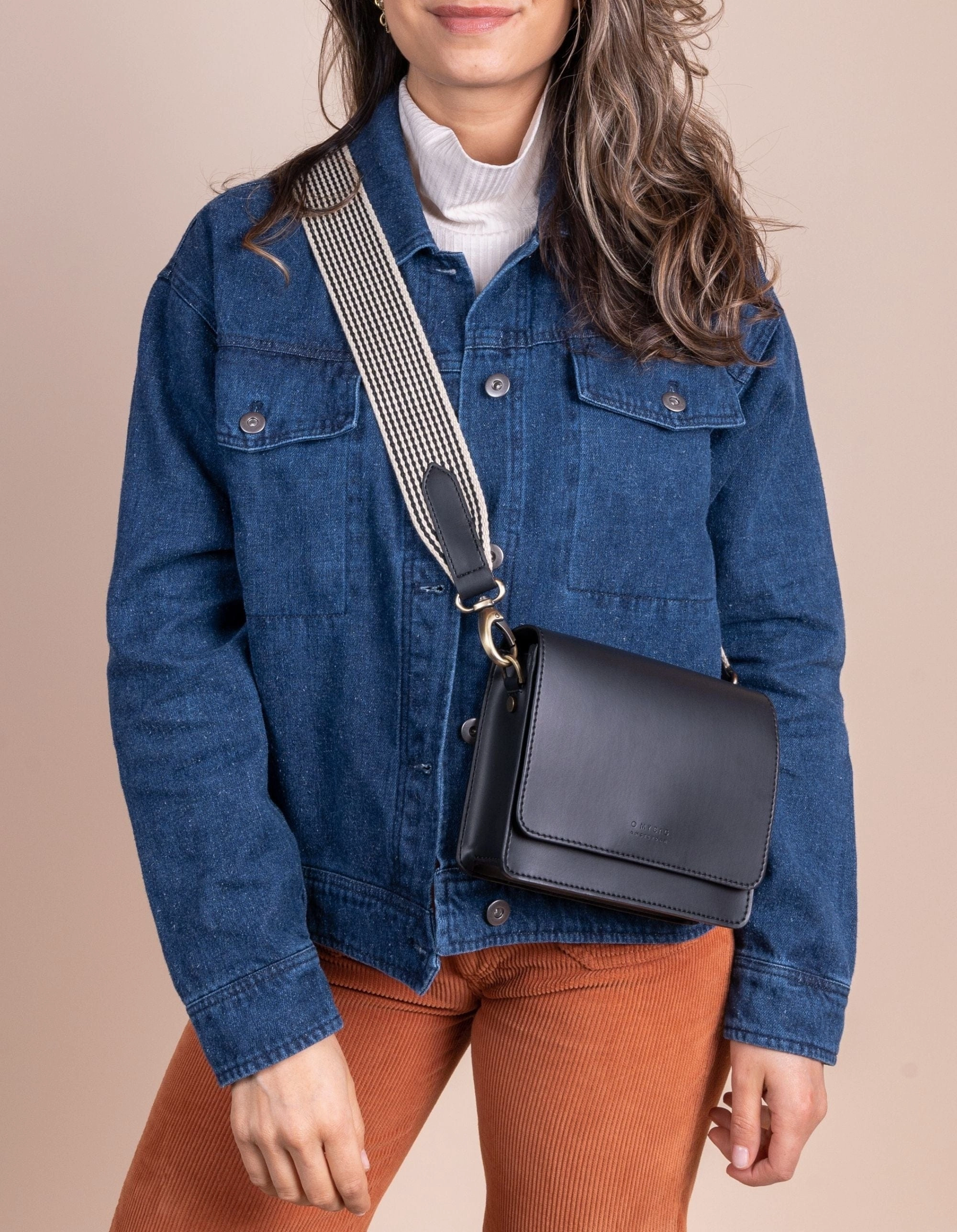 Mini Audrey Apple Leather Vegan Crossbody | Black